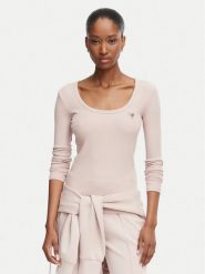 Guess Bluzka V4BP07 K8RT2 Różowy Slim Fit. Czerwone bluzki Guess, l, z aplikacjami, z wiskozy, bez kołnierzyka, bez ramiączek. Za 194.99 zł.