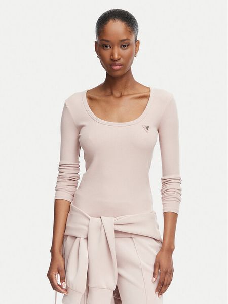 Guess Bluzka V4BP07 K8RT2 Różowy Slim Fit. Czerwone bluzki Guess, xxs, z aplikacjami, z wiskozy, bez kołnierzyka, bez ramiączek. Za 194.99 zł.