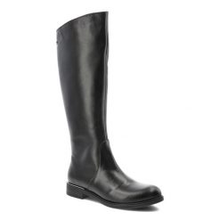 Czarne Kozaki Armodo Stylowe Obuwie Damskie. Czarne kozaki Armodo, na zimę, ze skóry, przed kolano, bez obcasa, na obcasie, bez zapięcia. Za 433.99 zł.