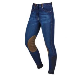 Damskie jeansy do jazdy konnej z naszywkami na kolanach Dublin Shona. Niebieskie jeansy DUBLIN, z aplikacjami. Za 412.00 zł.