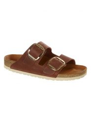 Birkenstock Skórzane klapki "Arizona" w kolorze brązowym rozmiar: 37. Brązowe klapki Birkenstock, bez wzorów, z otwartym noskiem, bez obcasa. Za 529.58 zł.
