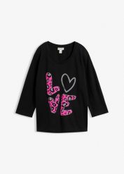 Koszulka oversize z mieszanki bawełny. Czarne bluzki bonprix, bez wzorów, z bawełny, bez kołnierzyka, bez ramiączek. Za 84.99 zł.