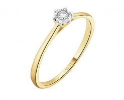 Pierścionek z żółtego złota z brylantem - 0,06 ct - próba 585. Żółte pierścionki Apart, z brylantem, złote. Za 2,159.00 zł.
