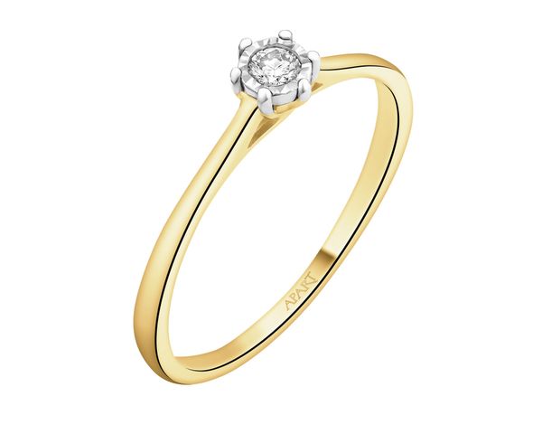 Pierścionek z żółtego złota z brylantem - 0,06 ct - próba 585. Żółte pierścionki Apart, z brylantem, złote. Za 2,159.00 zł.