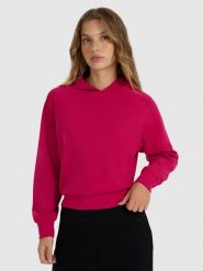 4F Bluza dresowa nierozpinana z modalem damska - różowa XL. Czerwone bluzy 4f, l, bez wzorów, z dresówki, z kapturem. Za 199.99 zł.