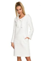 Made of emotion Sukienka w kolorze ecru rozmiar: M. Brązowe sukienki Made Of Emotion, na co dzień, m, bez wzorów, bez kołnierzyka, bez ramiączek, mini, proste. Za 179.22 zł.