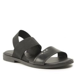 Sandały Lasocki. Czarne sandały Lasocki, bez wzorów, bez obcasa, na płaskiej podeszwie, bez zapięcia. Za 119.99 zł.