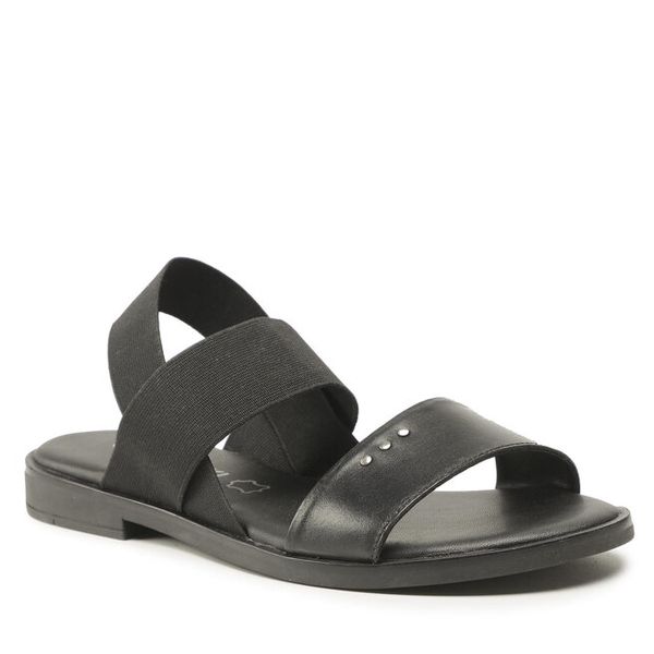 Sandały Lasocki. Czarne sandały Lasocki, bez wzorów, bez obcasa, na płaskiej podeszwie, bez zapięcia. Za 119.99 zł.