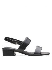 Clarks Skórzane sandały "Seren25 Strap" w kolorze czarnym na obcasie rozmiar: 41. Czarne sandały Clarks, bez wzorów, z otwartym noskiem, bez obcasa, na koturnie, bez zapięcia. Za 169.26 zł.