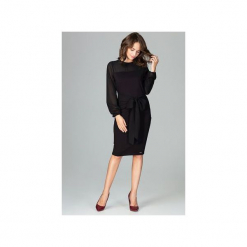 Sukienka K494 Czarny. Czarne sukienki Lenitif, xl, bez wzorów, eleganckie, bez kołnierzyka, bez ramiączek. Za 179.00 zł.