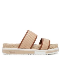 Klapki Pollini. Brązowe klapki Pollini, bez wzorów, bez obcasa. Za 801.99 zł.