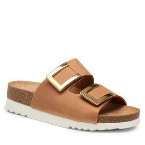 Klapki Scholl. Brązowe klapki Scholl, bez wzorów, bez obcasa. Za 294.99 zł.