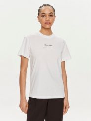 Calvin Klein T-Shirt Multi Logo K20K207215 Biały Regular Fit. Białe t-shirty Calvin Klein, xs, bez wzorów, z bawełny, bez kołnierzyka, bez ramiączek. Za 109.99 zł.