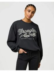 DAMSKA BLUZA WRANGLER OVERSIZED SWEAT FADED BLACK 112370826. Czarne bluzy Wrangler, s, bez wzorów, bez kaptura. Za 169.99 zł.
