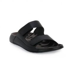Klapki damskie Ecco 2NDCOZMO W. Czarne klapki ecco, bez wzorów, z materiału, bez obcasa. Za 479.00 zł.