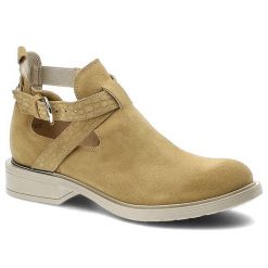Żółte Botki Lemar Damskie Modne Buty Wiosenne. Żółte botki Lemar, na lato, bez wzorów, ze skóry, bez obcasa, bez zapięcia. Za 239.00 zł.