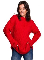 Be Wear Sweter w kolorze czerwonym rozmiar: S/M. Czerwone swetry Be Wear, m, bez wzorów, z wełny, bez ramiączek. Za 199.45 zł.