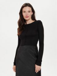 Gina Tricot Bluzka 21324 Czarny Slim Fit. Czarne bluzki Gina Tricot, m, bez wzorów, z wiskozy, bez kołnierzyka, bez ramiączek. Za 49.99 zł.