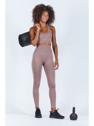 Onamaste Legginsy sportowe "Elisa" w kolorze szarobrązowym rozmiar: L/XL. Brązowe legginsy Onamaste, l, bez wzorów, z podwyższonym stanem. Za 101.23 zł.