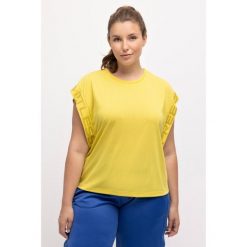 Damskie T-shirt napisy antybakteryjny okrągły dekolt krótki rękaw. Zielone t-shirty Ulla Popken, plus size, bez wzorów, z materiału, bez kołnierzyka, bez ramiączek. Za 195.99 zł.