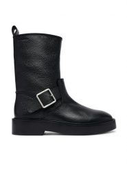 Calvin Klein Botki Conc Welt Mid Biker Boot Lth HW0HW03212 Czarny. Czarne botki Calvin Klein, bez wzorów, ze skóry, bez obcasa, na płaskiej podeszwie, bez zapięcia. Za 899.99 zł.