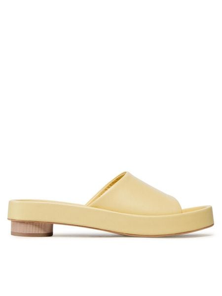 Gino Rossi Klapki 22SS17 Żółty. Żółte klapki Gino Rossi, bez wzorów, ze skóry, bez obcasa. Za 299.99 zł.