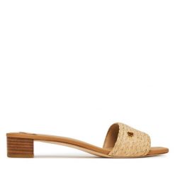 Klapki LAUREN RALPH LAUREN. Brązowe klapki Lauren Ralph Lauren, bez wzorów, bez obcasa. Za 489.99 zł.