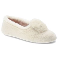 Białe Kapcie Macarena Wsuwane Ocieplane Obuwie Damskie. Białe obuwie domowe Macarena, z aplikacjami, z materiału, bez zapięcia. Za 169.00 zł.