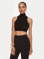 Elisabetta Franchi Golf TK-28B-46E2 Czarny Slim Fit. Czarne golfy Elisabetta Franchi, bez wzorów, z wiskozy, bez ramiączek. Za 519.99 zł.