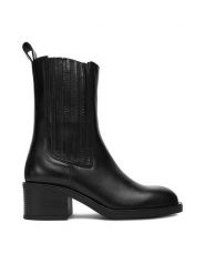 Gino Rossi Botki EO-LOARA-SL061 Czarny. Czarne botki Gino Rossi, bez wzorów, ze skóry, bez obcasa, na słupku, bez zapięcia. Za 479.99 zł.