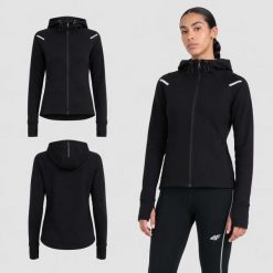 BLUZA DAMSKA DRESOWA 4F SPORTOWA TRENINGOWA TREKKINGOWA KOLOR CZARNY. Czarne bluzy 4f, l, bez wzorów, z dresówki, bez kaptura. Za 147.60 zł.
