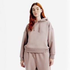 Bluza z kapturem damska Elementals. Brązowe bluzy DECATHLON, xs, bez wzorów, z bawełny, z kapturem. Za 169.99 zł.