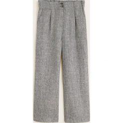 Mango - Spodnie Belt. Szare spodnie materiałowe Mango, na co dzień, l, bez wzorów, z bawełny, z podwyższonym stanem. W wyprzedaży za 69.90 zł.