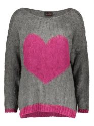 Miss goodlife Sweter "Heart" w kolorze szaro-różowym rozmiar: XS. Różowe swetry miss goodlife, xs, bez wzorów, z wełny, bez ramiączek. Za 167.28 zł.