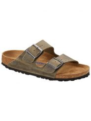 Birkenstock Skórzane klapki "Arizona" w kolorze khaki rozmiar: 42. Brązowe klapki Birkenstock, bez wzorów, z otwartym noskiem, bez obcasa. Za 459.04 zł.