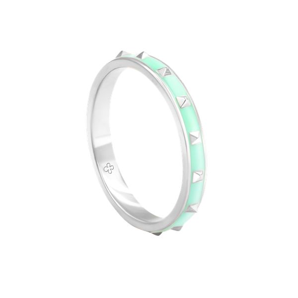 Pierścionek Colors z miętową emalią posrebrzany. Szare pierścionki Lilou, posrebrzane. Za 149.00 zł.