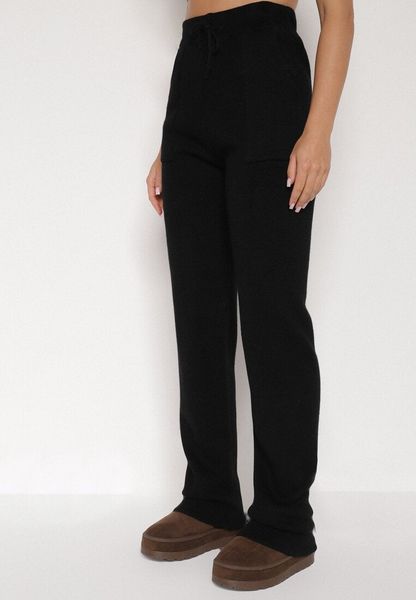 Czarne Sweterkowe Spodnie z Wełną z Ozdobnymi Kieszeniami Monilana. Czarne spodnie materiałowe Born2be, na co dzień, l, bez wzorów, z jeansu. Za 79.99 zł.