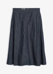 Spódnica jeansowa, z bawełny organicznej. Niebieskie spódnice bonprix, bez wzorów, z bawełny. Za 129.99 zł.