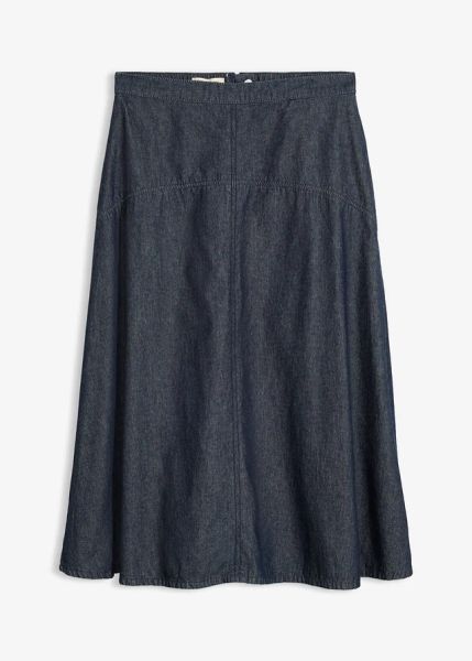 Spódnica jeansowa, z bawełny organicznej. Niebieskie spódnice bonprix, bez wzorów, z bawełny. Za 129.99 zł.