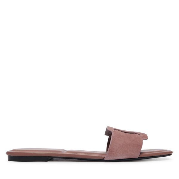 Klapki Calvin Klein. Brązowe klapki Calvin Klein, bez wzorów, bez obcasa. Za 409.99 zł.