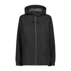 Kurtka przeciwdeszczowa z kapturem damska Ripstop CMP. Czarne kurtki sportowe CMP, bez wzorów, z kapturem, trekkingowe. Za 305.70 zł.