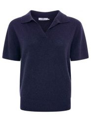 Zwillingsherz Kaszmirowa koszulka polo w kolorze granatowym rozmiar: L. Niebieskie bluzki Zwillingsherz, l, bez wzorów, z kaszmiru, bez kołnierzyka, bez ramiączek. Za 347.99 zł.