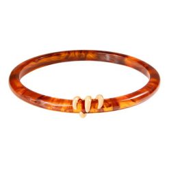 Bransoletka Forza z brązowej żywicy, pozłacana. Brązowe bransoletki Lilou, pozłacane. Za 189.00 zł.