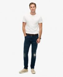 Superdry Jeansy Vintage Slim z Bawełny Organicznej. Niebieskie jeansy Superdry, z aplikacjami. Za 315.50 zł.