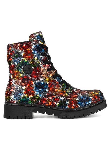 Rieker Trzewiki Y2440-90 Kolorowy. Botki Rieker, bez wzorów, z materiału, bez obcasa, na płaskiej podeszwie, bez zapięcia. Za 295.00 zł.