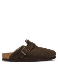 Birkenstock Klapki Boston Fur 1020529 Brązowy. Brązowe klapki Birkenstock, bez wzorów, ze skóry, bez obcasa. Za 854.99 zł.