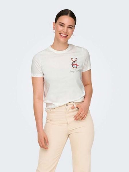 ONLY Koszulka w kolorze białym rozmiar: L. Białe bluzki Only, l, bez wzorów, z bawełny, bez kołnierzyka, bez ramiączek. Za 39.31 zł.