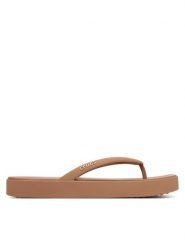 Crocs Japonki Miami Square Flatform Flip 214161 Kremowy. Białe klapki Crocs, bez wzorów, z tworzywa sztucznego, bez obcasa. Za 179.99 zł.