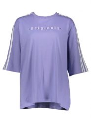 Adidas Koszulka "Oversized" w kolorze fioletowym rozmiar: S. Różowe bluzki Adidas, s, bez wzorów, z bawełny, bez kołnierzyka, bez ramiączek. Za 110.55 zł.