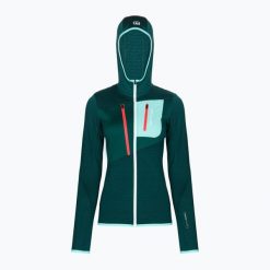 Bluza trekkingowa damska ORTOVOX Fleece Grid Hoody. Zielone bluzy ORTOVOX, bez wzorów, bez kaptura. Za 509.99 zł.